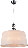 Suspension chromée avec abat-jour en tissu blanc Clara Candellux 31-21601
