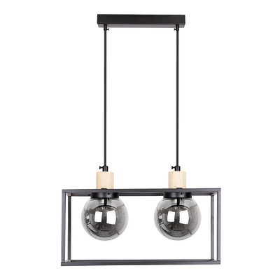 Hängelampe aus schwarzem Metall geräuchert 2xE27 Retro 2 32-00750
