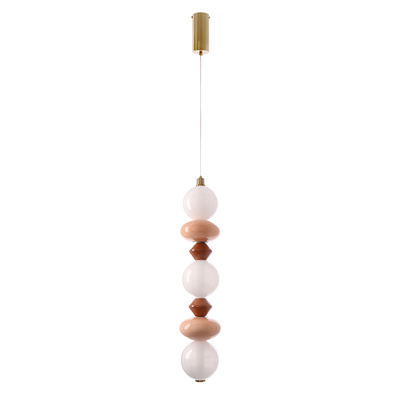 FLORES pendant lamp brass brown orange 20W LED 3000K white shade