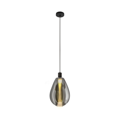 Hanging lamp Denso 30 glass black over table smoked shade single
