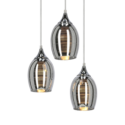 Lampe suspendue chrome miroir abat-jour 3x60W Marina Candellux 33-60181