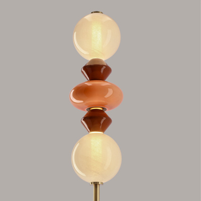 FLORES floor lamp brass brown orange 15W LED 3000K white shade