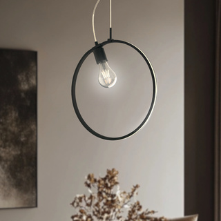 Pendant lamp SKIROS black ring minimalist ring shaped LED lamp 4000K with E27