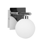 Chrom-Wandleuchte mit weißem Kugelschirm Oden 21-01436