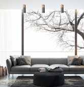 Gray and wooden ceiling lamp 6.8x20cm Tube Candellux 2284286