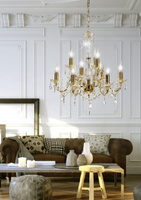 Gold crystal chandelier 62cm 9xE14 Maria Teresa 39-95841