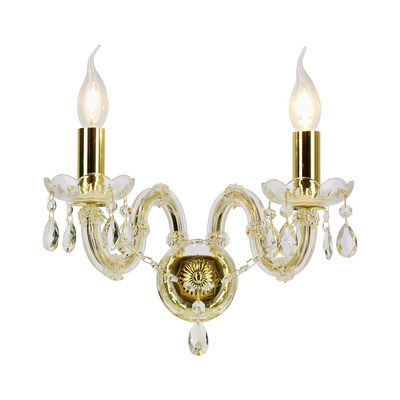 Classic gold crystal LED wall sconce