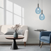 Lampa wisząca szklana LUKKA z niebieskim kloszem – minimalistyczna lampa do salonu i jadalni LED
