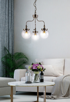 Classic chandelier in the color of a dignified and noble patina with transparent spherical glass shades Candellux Ballet 33-70869