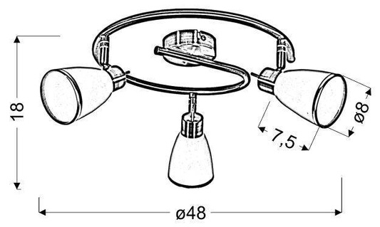 Ceiling lamp spiral patina 3xG9 Regent 98-06844