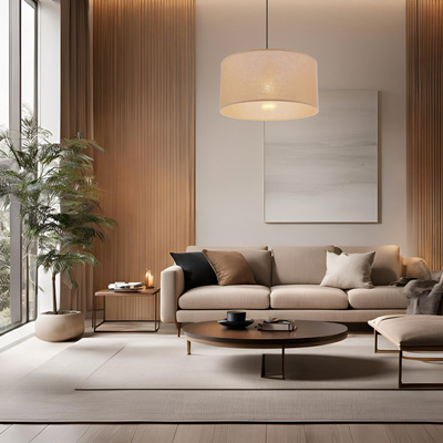 Shanti pendant lamp SHANTI black 1x40W E27 shade beige 31-38685