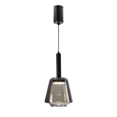 Suspension Bueno en verre noir avec abat jour fumé pour salon
