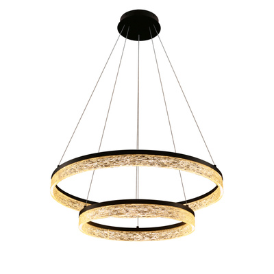 Lampa wisząca FROZI w stylu glamour – czarny klosz z kryształkami – nowoczesny żyrandol LED do luksusowego salonu