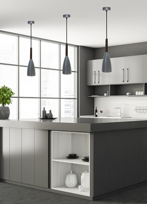 Suspension gris métal / bois E27 Flen Ledea 50101262