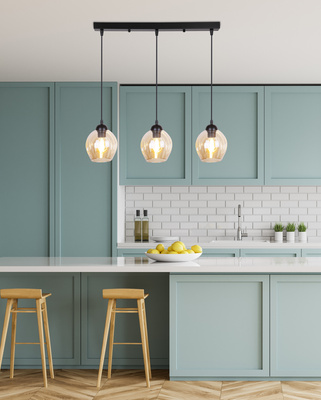 Glass hanging lamp black / brown 3xE27 Aspa 33-00606