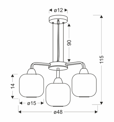 CAMPANA lampa wisząca czarny 3x60W E27 klosz bursztynowy