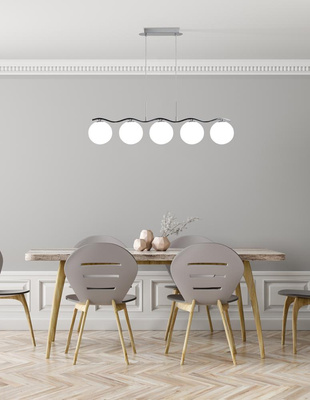 Lampa suspendata crom / bila alba 5 Ramon 35-01429
