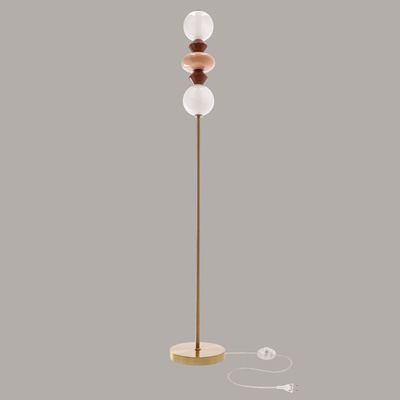 FLORES floor lamp brass brown orange 15W LED 3000K white shade