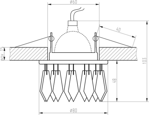 Ceiling light Candellux crystal 2244337