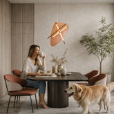RELAX pendant lamp brass 15W LED 3000K amber shade