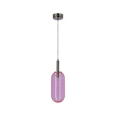 Pendant lamp FIUGGI pink with elongated glass minimalist LED lamp over table