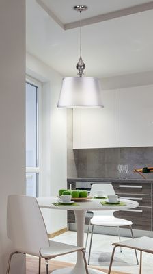 Lampa wisząca z abażurem Prima srebrna nowoczesna do salonu