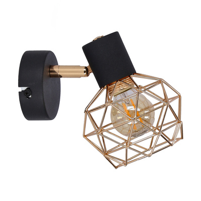 Lampa de perete neagra un singur abajur cupru Acrobat 91-22240