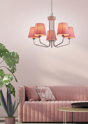 Zyrandol różowy lampa 5xE14 York Ledea 50205094