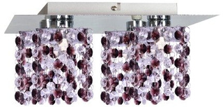 Plafonnier chrome / cristaux bordeaux 4xG9 Classic 98-98224