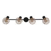 Plafonnier applique bande abat-jour cuivre noir 4x40W E14 Acrobat 94-22226