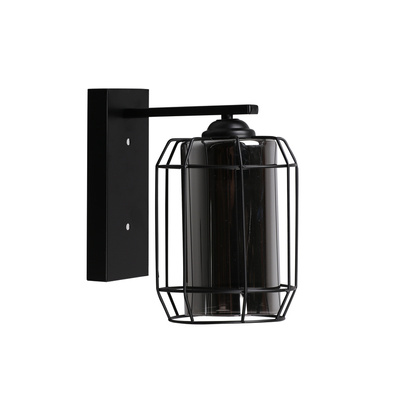 Jonera lampe applique noire p20 1x40w e27 abat-jour fumé 21-10186