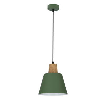 Hängelampe grünes Metall + Holz Faro Ledea 50101260