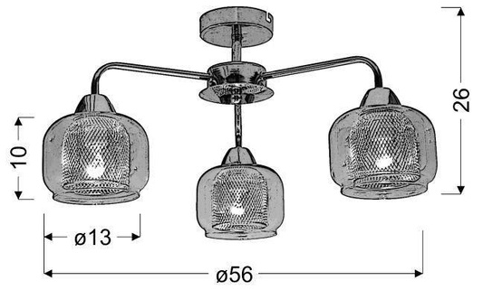 Chrome ceiling lamp with glass shade 3x40W Ray Candellux 33-67081