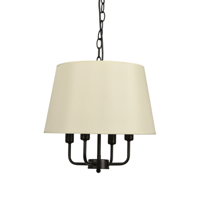 Pasteri Hängelampe schwarz matt 4x40w e14 beige Lampenschirm 31-01368