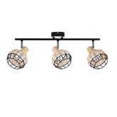 Plafoniera Tajga neagra + banda lemn 3x40w e14 negru + abajur lemn