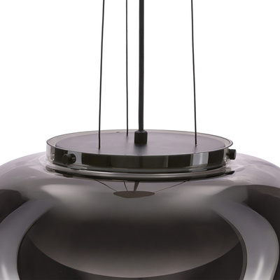 Lampă suspendată Insieme 38 de sticlă pentru masă de sufragerie cu abajur fumuriu