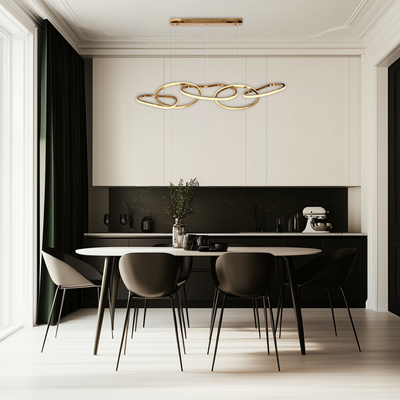 wisząca ANNELI elegancka – złota nieregularna forma 125 cm – designerska lampa salonu i jadalni LED 3000K Lampa