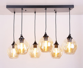 Lampa wisząca szklana czarno/brązowa 6xE27 Aspa 36-00620
