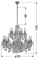 Gold chandelier with crystals 18xE14 Maria Teresa 30-94615