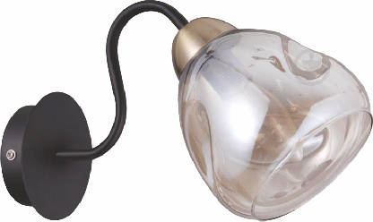 Applique noir / or verre fumé 1xE27 Unica 21-00866