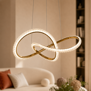 ELIO lampa wisząca złoty 32W LED 3000, 4500, 6500K kryształki bezbarwne