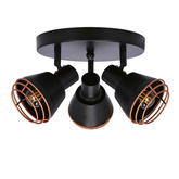 Plafonnier plafond noir abat-jour en cuivre 3xE14 40W Neria 98-83111