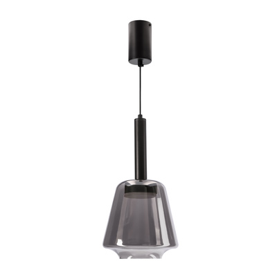 Suspension Bueno en verre noir avec abat jour fumé pour salon