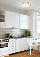 Plafonnier LED blanc + bois 24W 4000K Lampe Gandava Candellux 14-75253