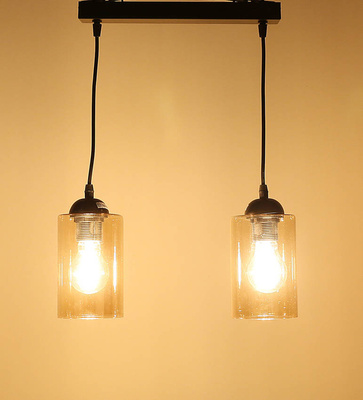 Hanging lamp black/brown strip 2xE27 Bistro 32-00538