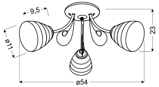 Plafoniera cromată 3x40W abajur alb cu cristale Simpli Candellux 33-63847
