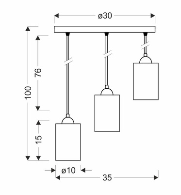Hanging lamp 3xE27 35cm black/brown Bistro 33-00576