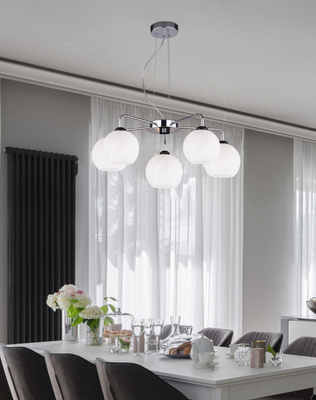 Lampa suspendata Larix crom 5x40w e27 abajur alb 35-23841