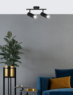 Spot applique/plafonnier noir 2GU10 Colly 92-01665