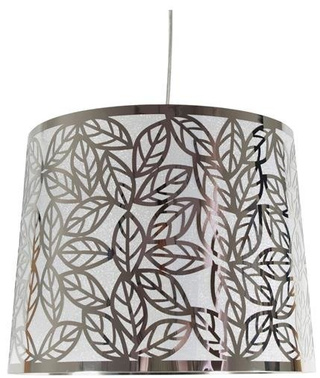 Lampa wisząca z abażurem Andromeda klasyczna metalowa srebrna pojedyncza